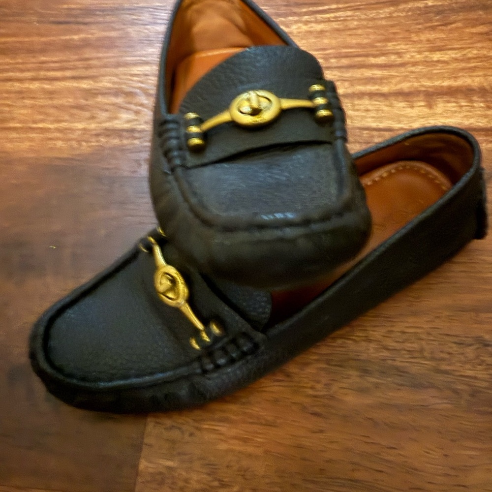 Coach Women’s Crosby Turnlock Black Leather Loafers with Gold Accents - Picture 6 of 7